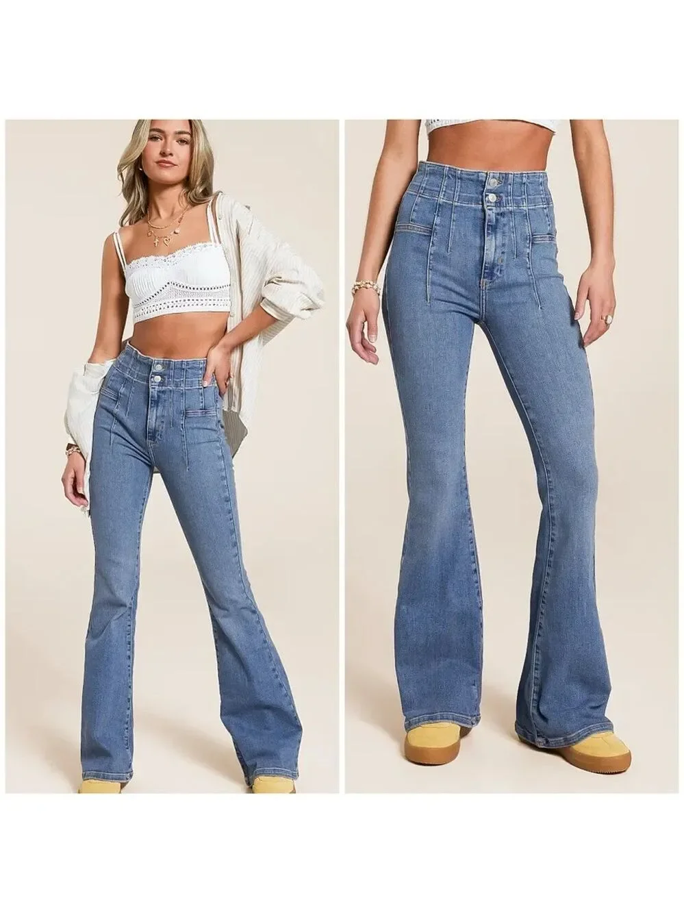 Free People Jayde Flare Stretch Jeans in Sunburst Blue